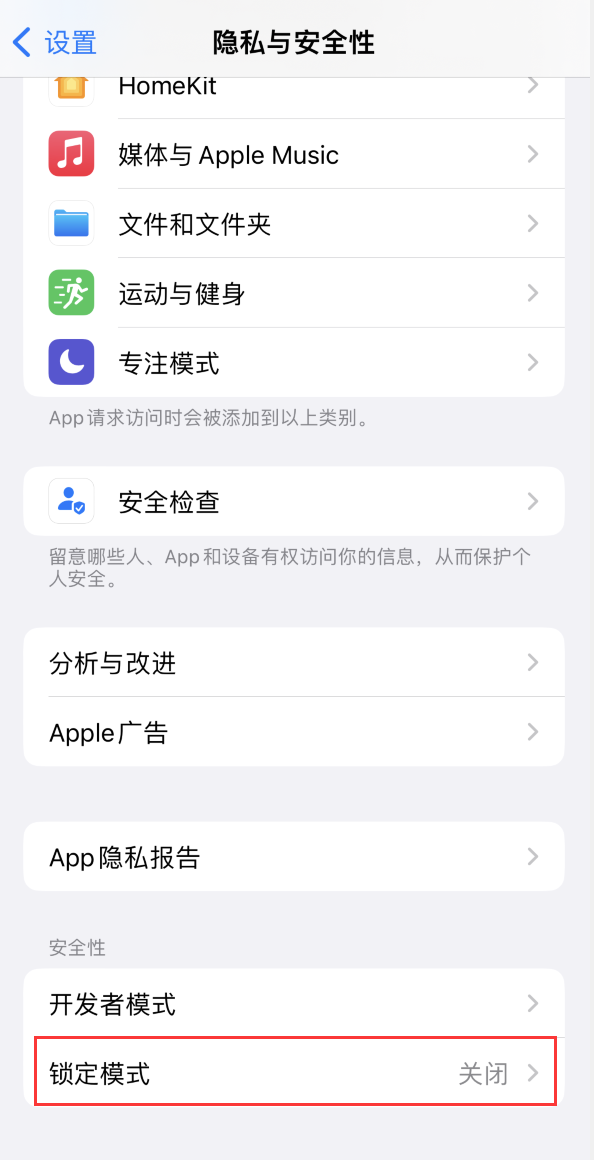 馆陶苹果手机维修分享iOS 16 “锁定模式”是什么 