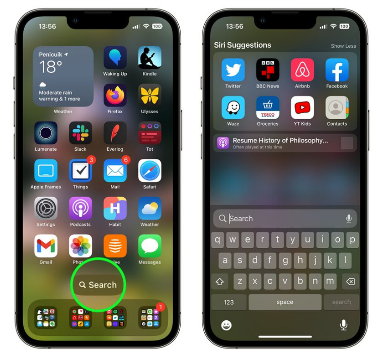 馆陶苹果手机维修分享升级到 iOS 16 后，如何删除主屏幕上的搜索按钮 